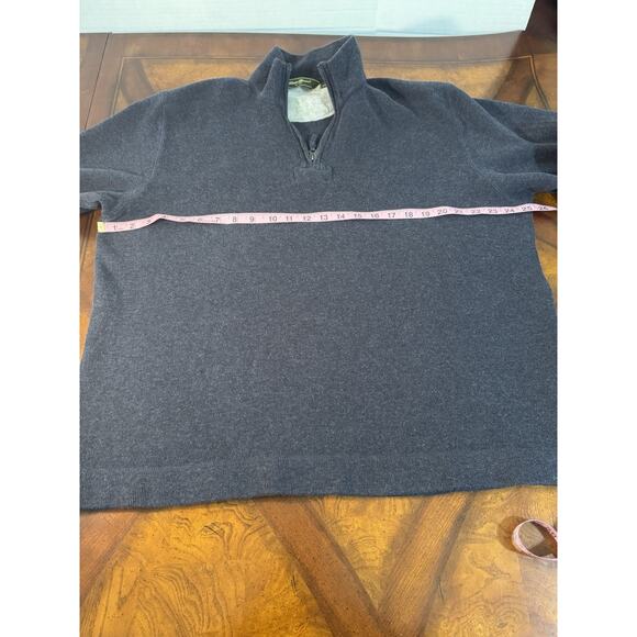 Eddie Bauer Mens L Blue Gray 1/4 Zip Pullover 100% Cotton Long Sleeve Sweater - Picture 10 of 13